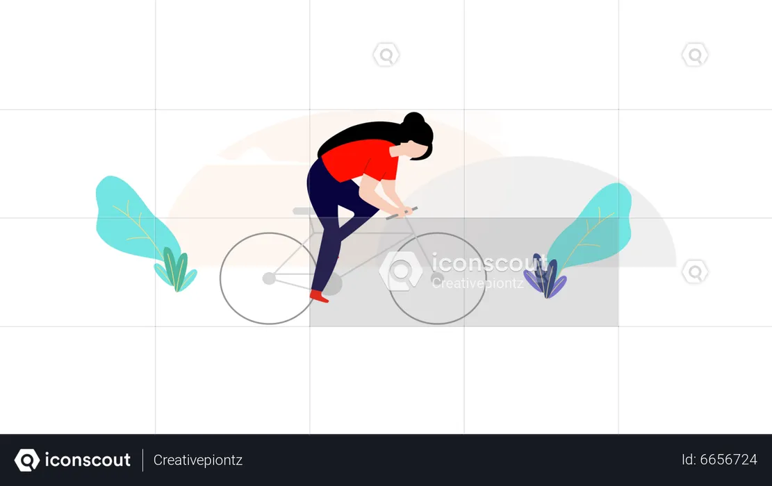 Woman riding cycle  Illustration