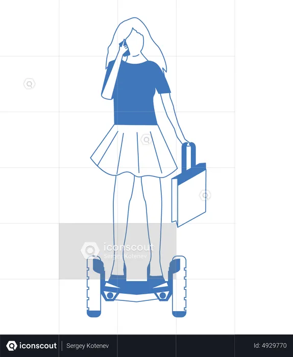 Woman riding hoverboard  Illustration