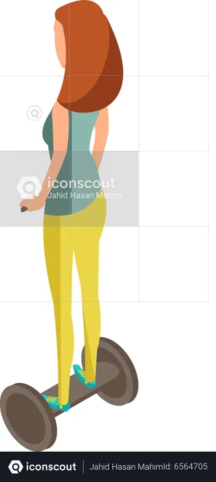 Woman Riding Hoverboard  Illustration