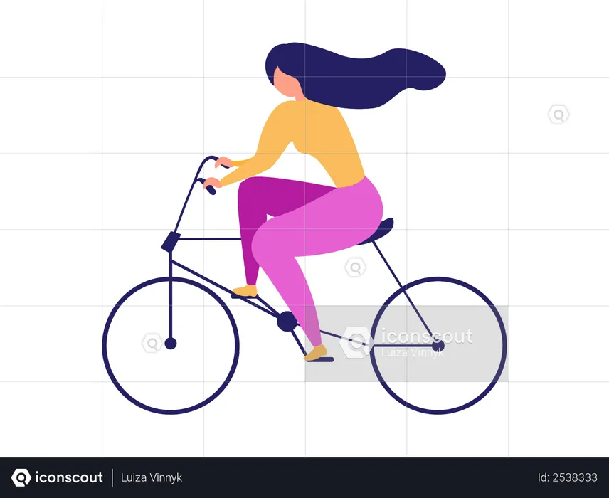 Woman riding Rent Bike for Transportation  Illustration