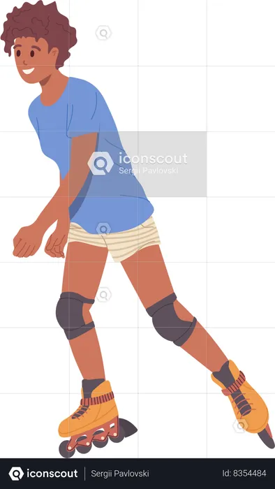 Woman riding rollerbladed  Illustration