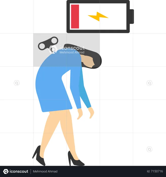 Woman run out of energy  Illustration