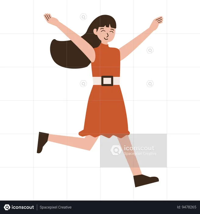 Woman run to celebrate happiness  Illustration