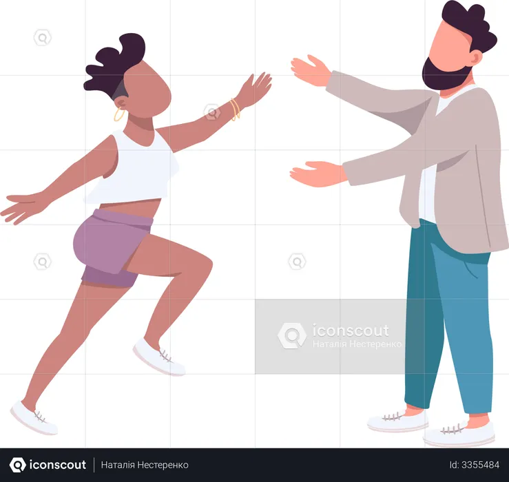 Woman run to hug man  Illustration
