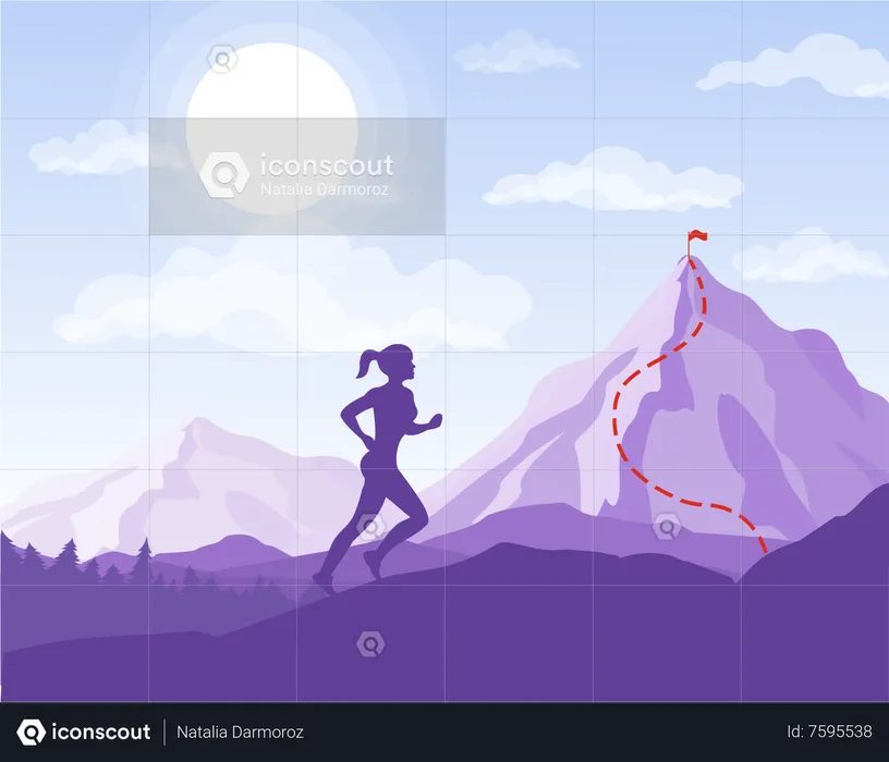 Woman running at montain  Illustration