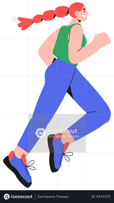 Woman running in marathon  Illustration