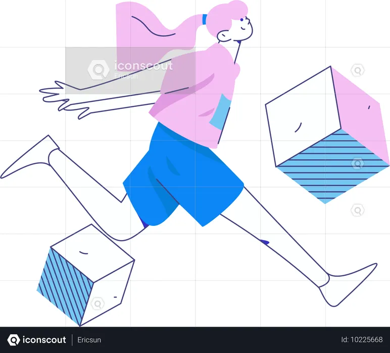 Woman running in park  Illustration