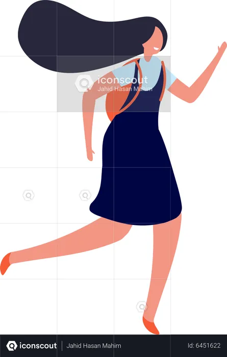 Woman Running With Hand Bag  Illustration
