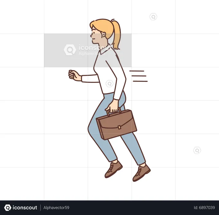 Woman rushing towards work  Illustration