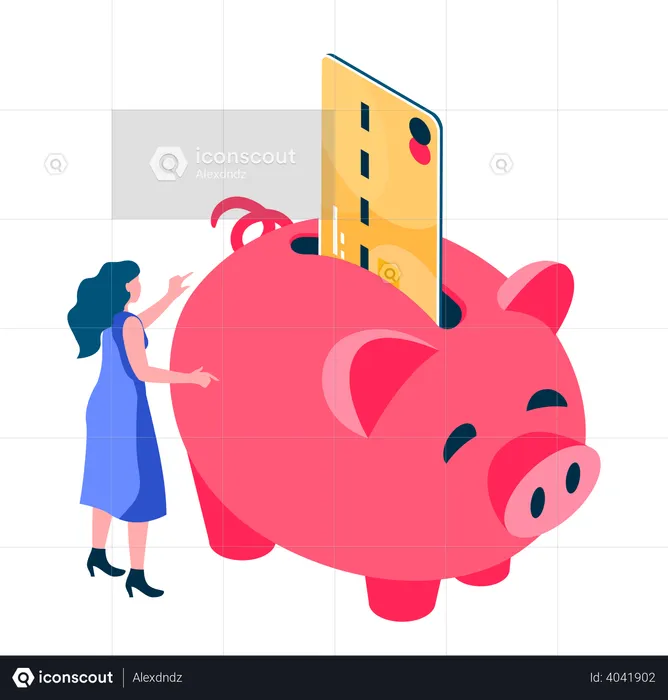 Woman saving credit  Illustration