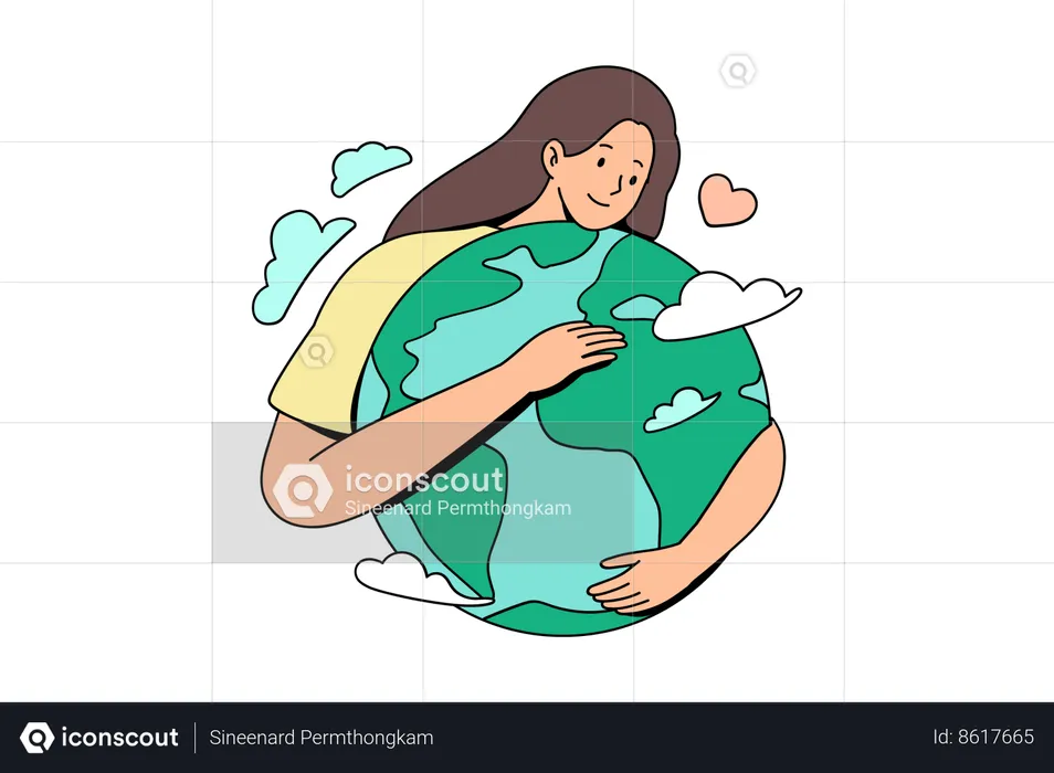 Woman saving earth  Illustration