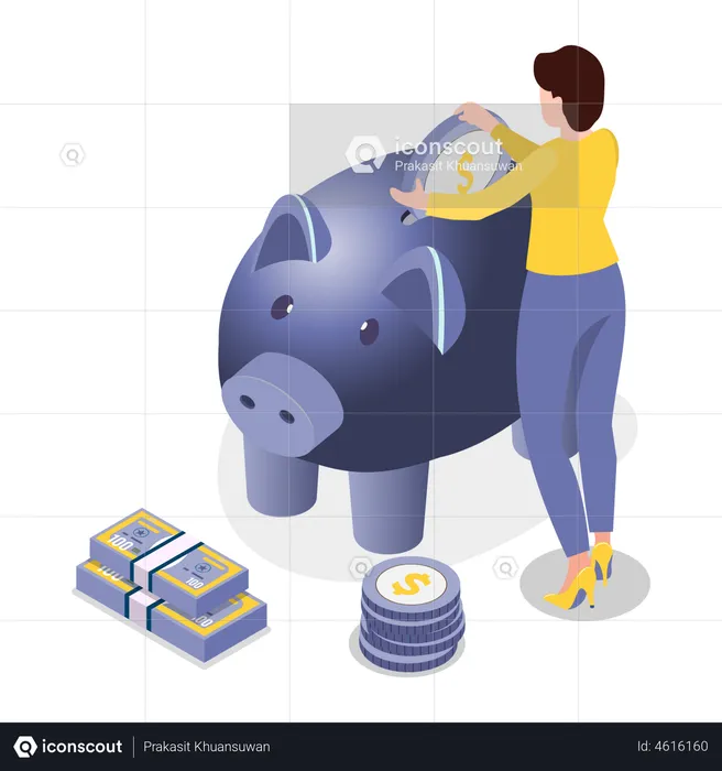 Woman saving money  Illustration