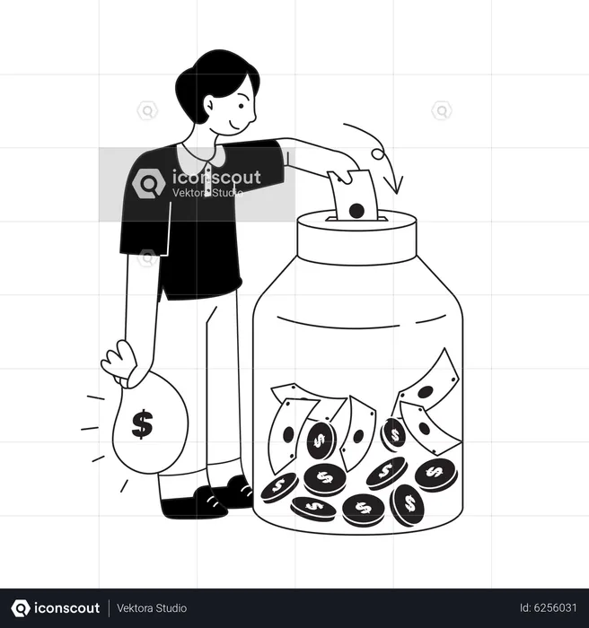 Woman Saving money  Illustration