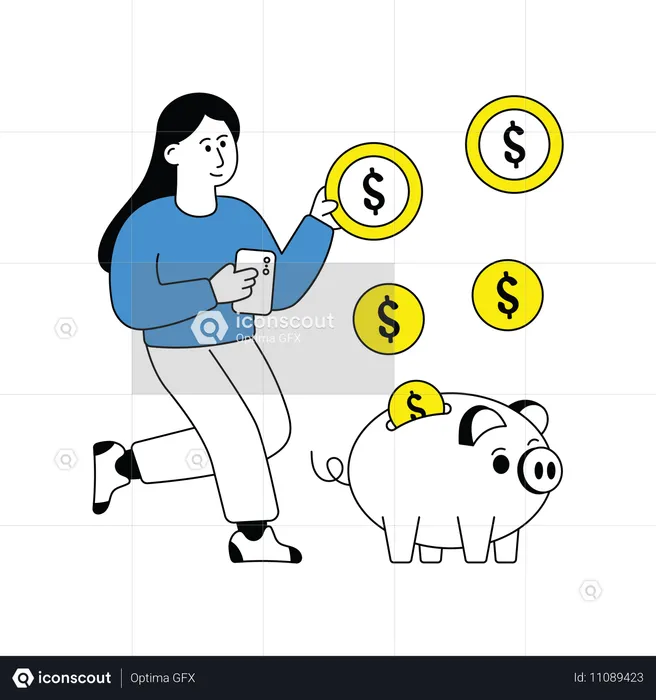 Woman Saving Money  Illustration