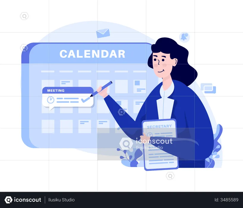 Woman schedules an appointment meeting  Illustration