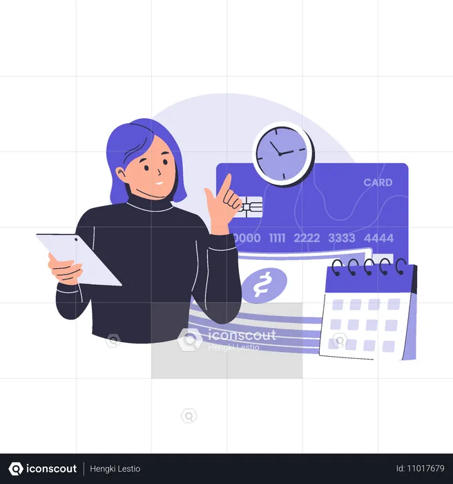 Woman scheduling Instalment Payment  Illustration