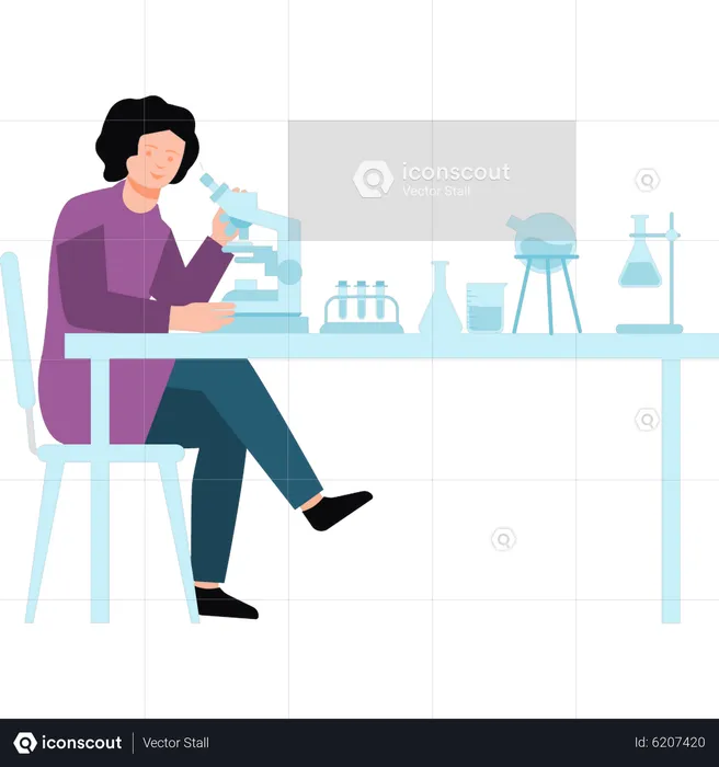 Woman scientist doing experiments  Illustration