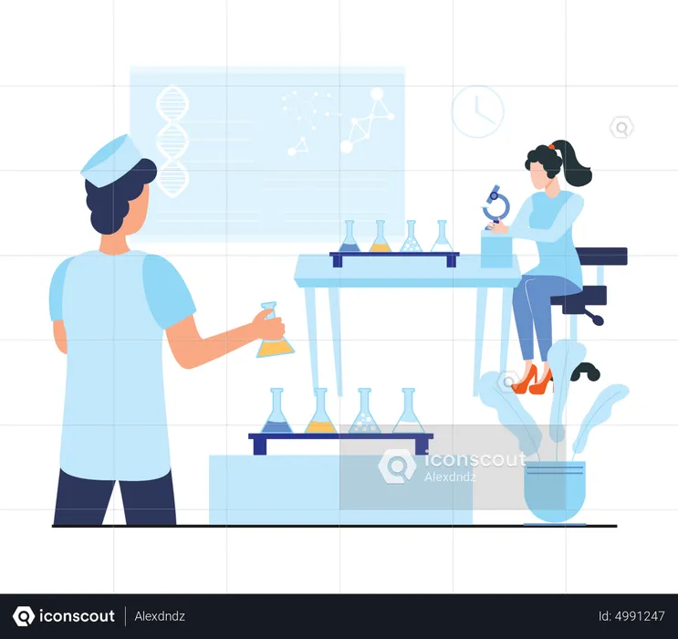 Woman scientist in laboratory  Illustration