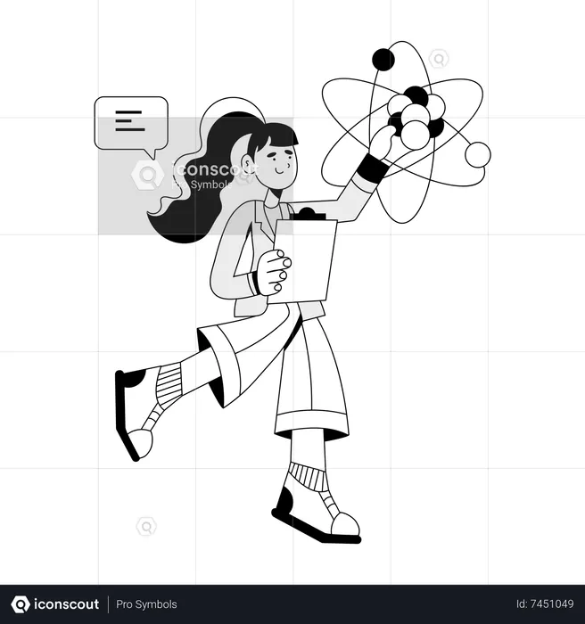 Woman Scientist learning molecules  Illustration
