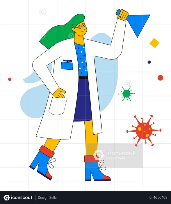 Woman scientist research virus in laboratory  Illustration