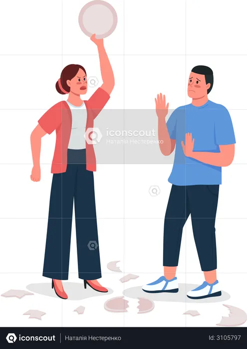 Woman scolding husband  Illustration