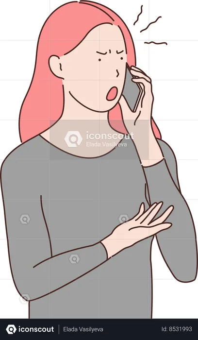 Woman screaming on someone on phone  Illustration