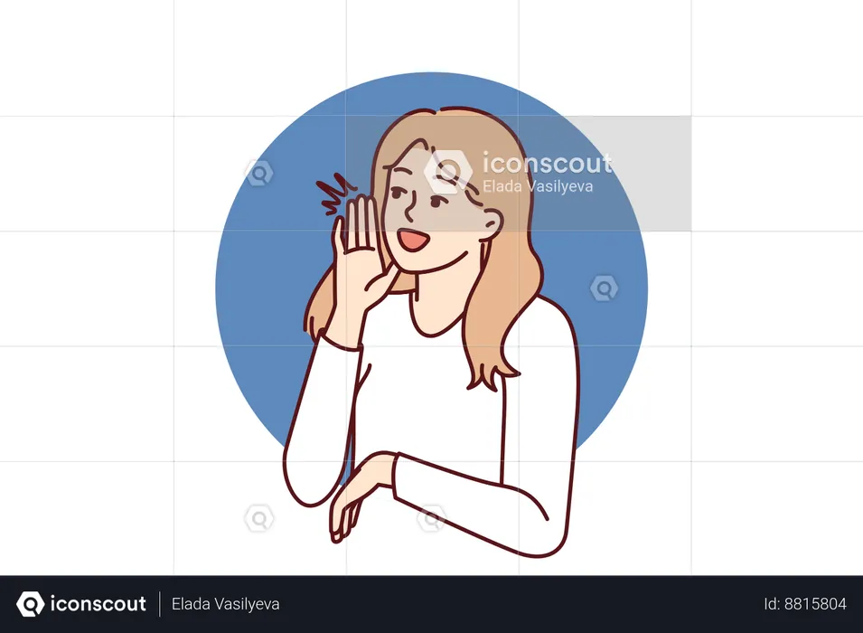 Woman screams out for advertisement announcement  Illustration