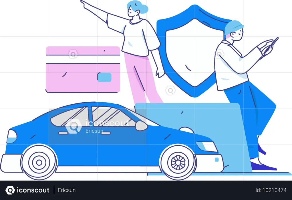 Woman searches for car papers  Illustration