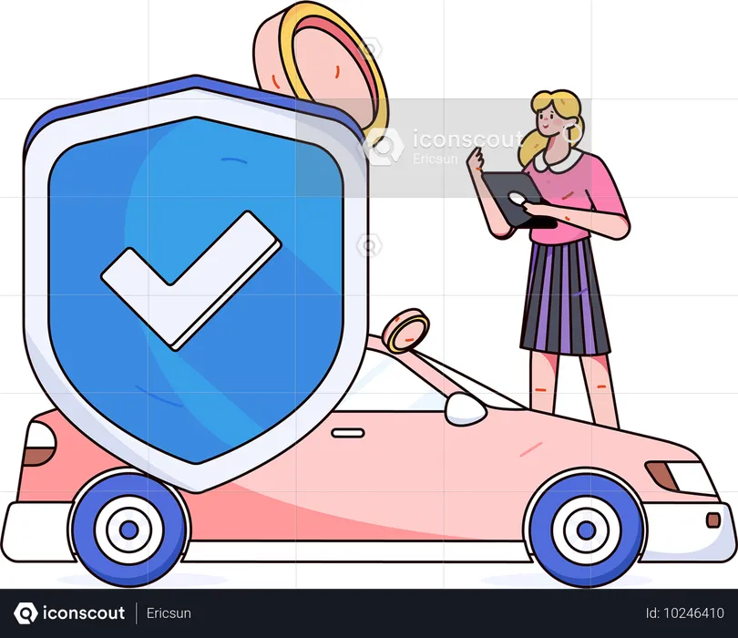 Woman searches for car papers  Illustration