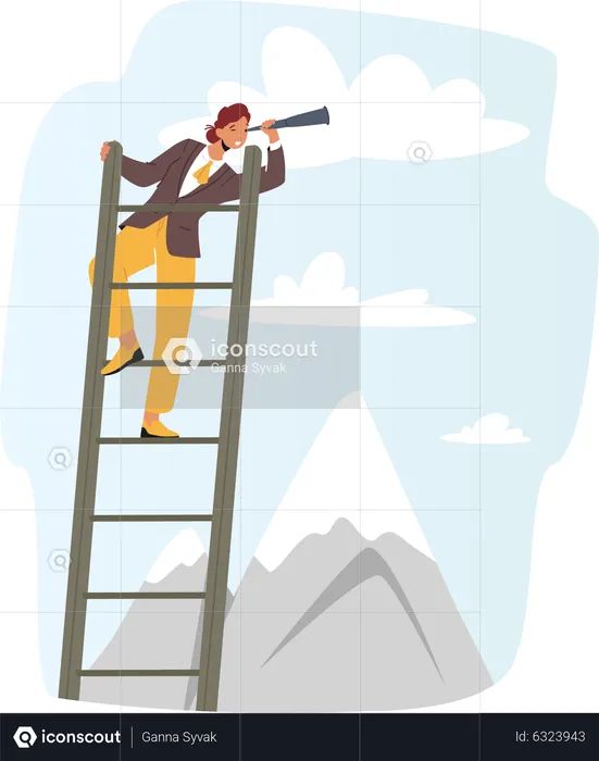 Woman searching for business opportunity  Illustration