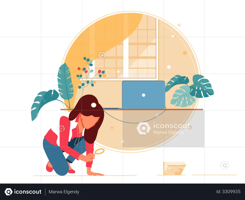 Woman searching for content  Illustration