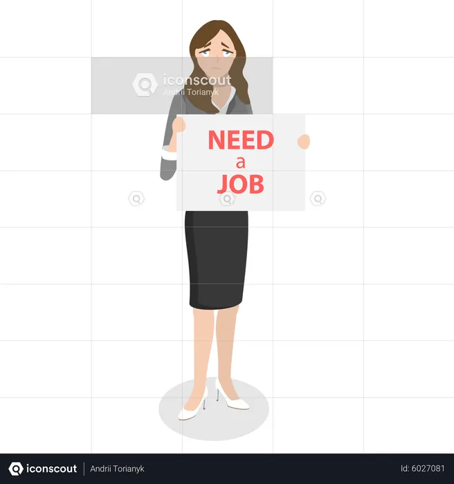 Woman searching for job due to Coronavirus crisis  Illustration