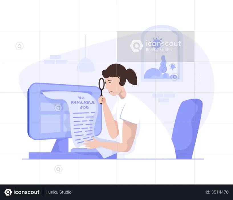 Woman searching for job online  Illustration