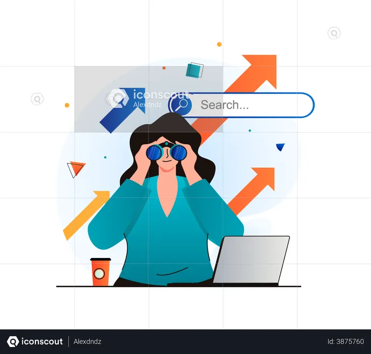 Woman Searching for opportunity  Illustration
