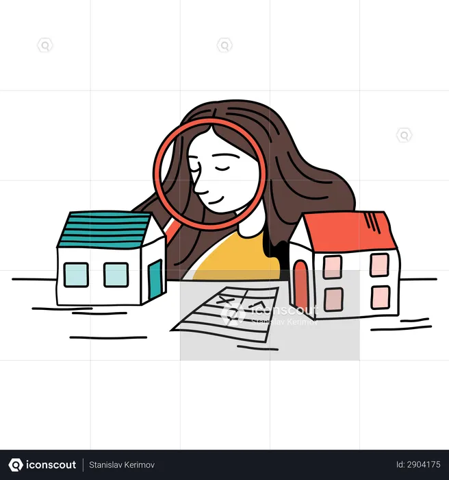 Woman searching house to buy  Illustration