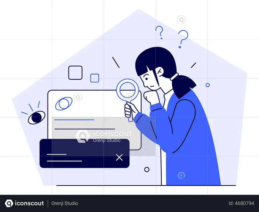 Woman Searching Information  Illustration
