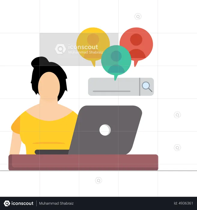 Woman Searching On Internet  Illustration