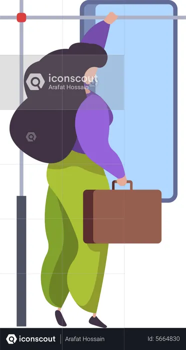 Woman Seating In Bus  Illustration