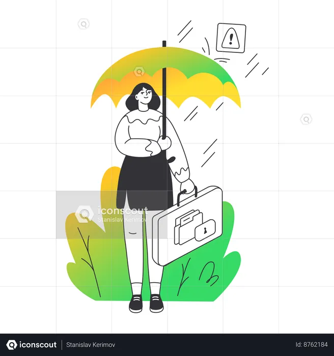 Woman secure personal data  Illustration