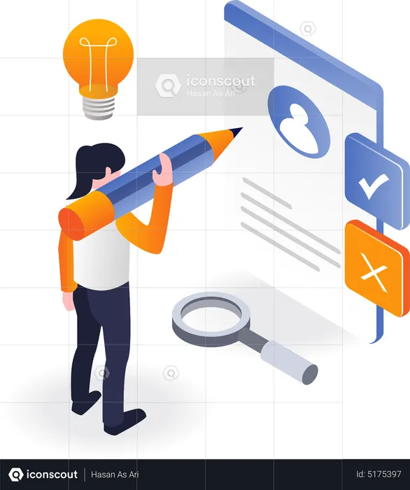 Woman selecting job offer  Illustration