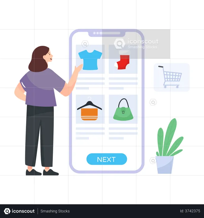 Woman selecting product to buy  Illustration