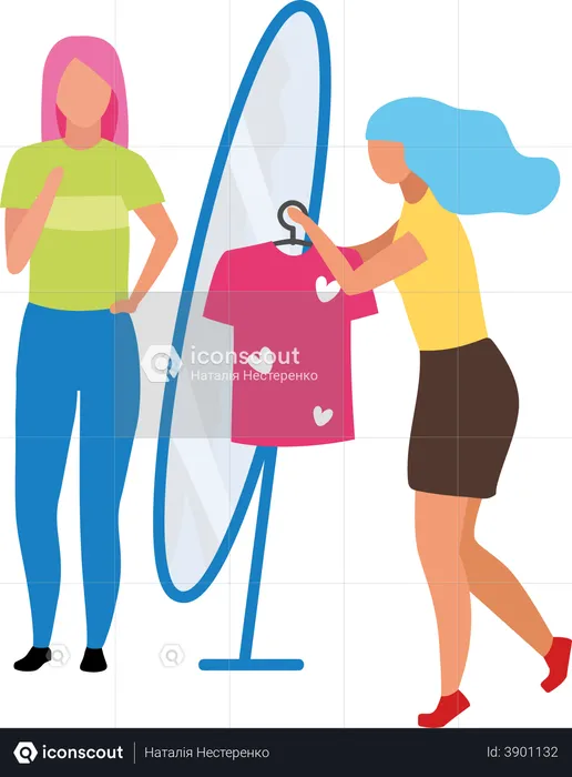 Woman selling clothing in store  Illustration