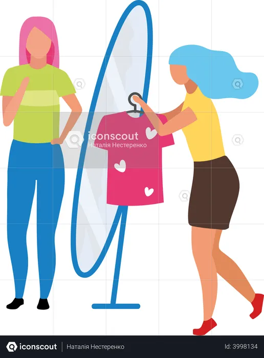 Woman selling clothing in store  Illustration