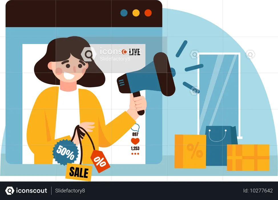 Woman selling online  Illustration