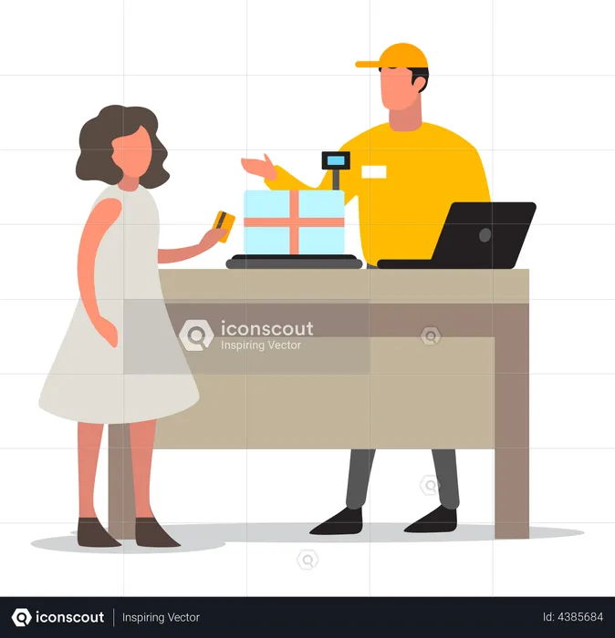 Woman send a package by delivery  Illustration