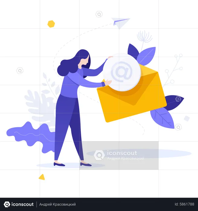 Woman sending marketing mail  Illustration