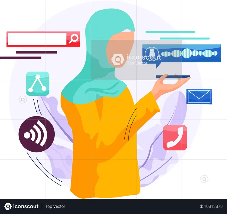 Woman Sending voice note  Illustration