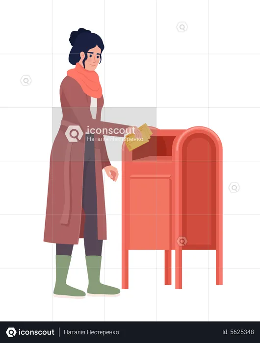 Woman sends letters by mail  Illustration
