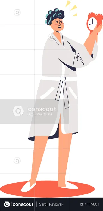 Woman setting alarm  Illustration