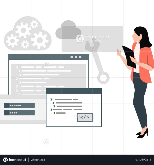 Woman setting business coding  Illustration